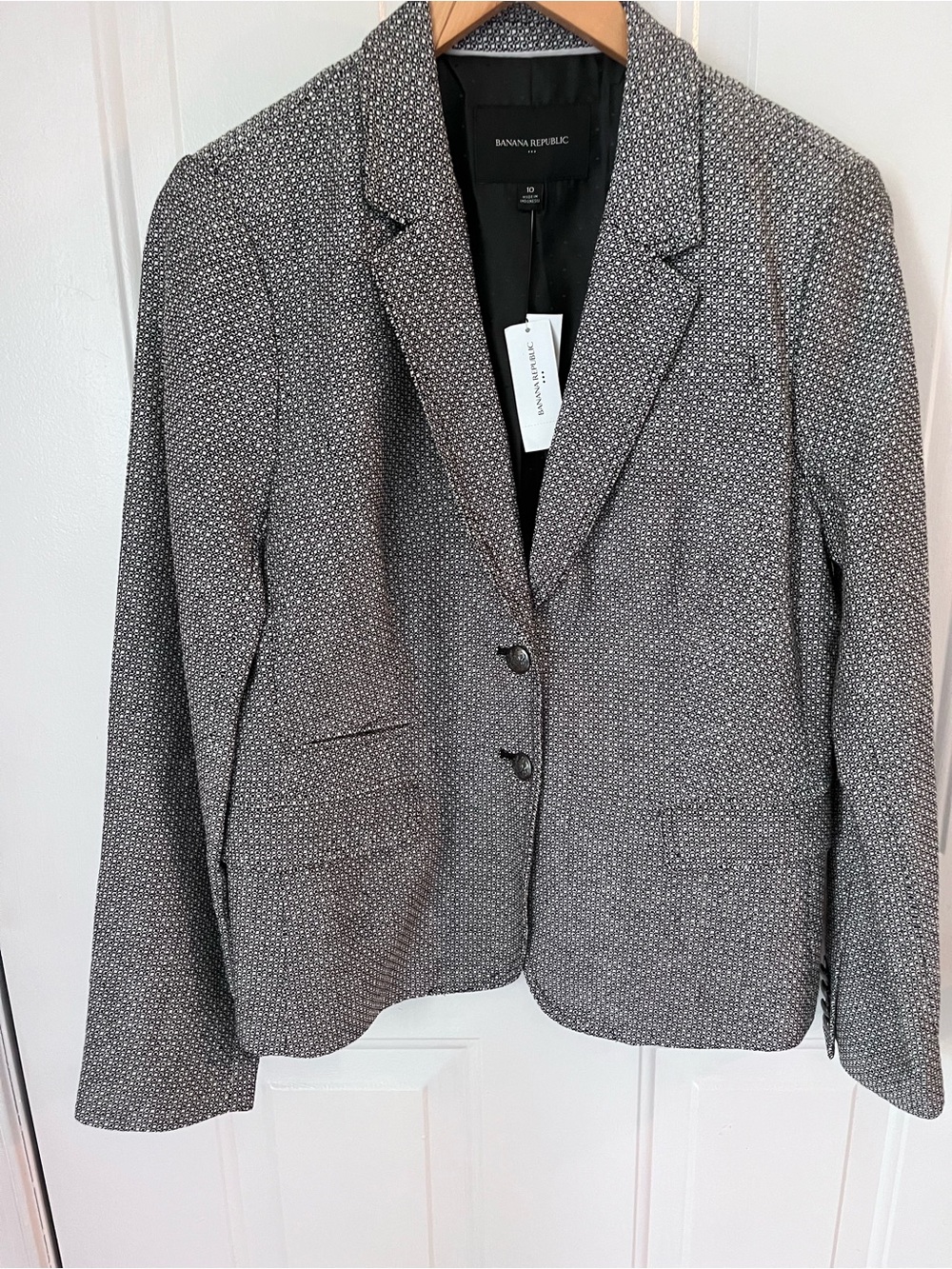 NWT Banana Republic Blazer Jacket Women's 10 Black &White Workwear Preppy Career